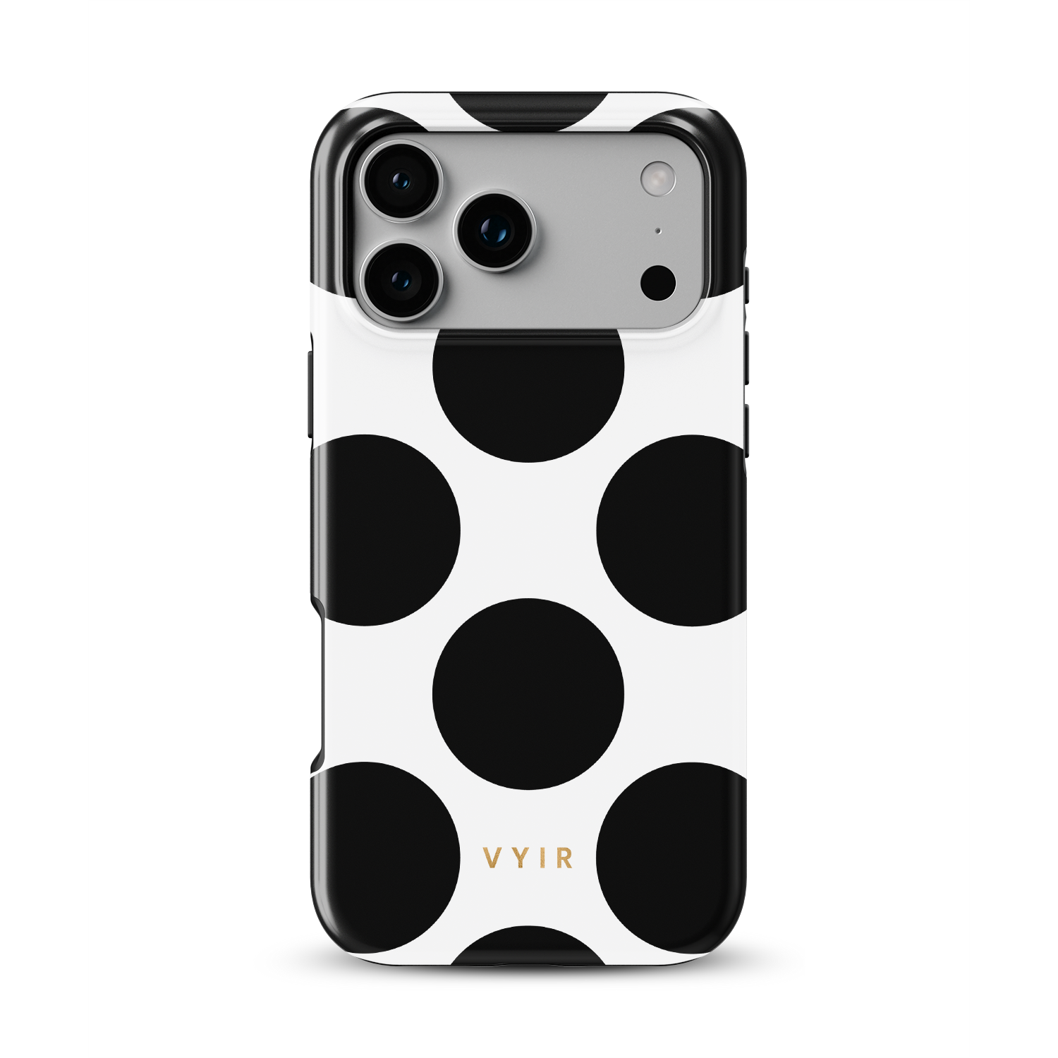 Large Polka Dots, Mono Black - Shockproof MagSafe iPhone Case