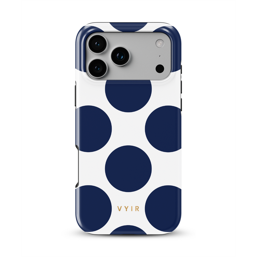 Large Polka Dots, Old Money Blue - Shockproof MagSafe iPhone Case