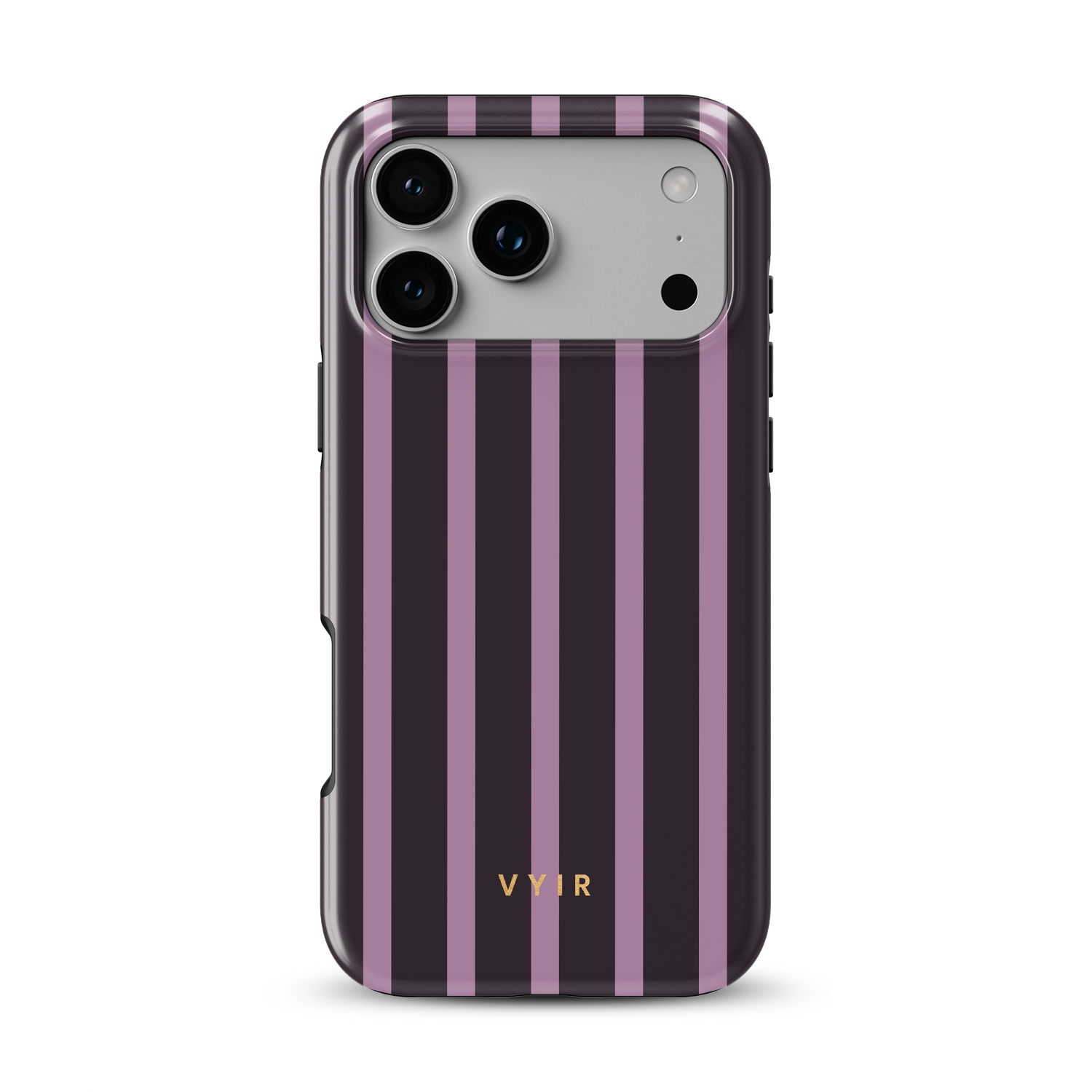 Luxe Stripes, Plum - Shockproof MagSafe iPhone Case