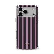 Luxe Stripes, Plum - Shockproof MagSafe iPhone Case