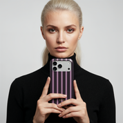 Luxe Stripes, Plum - Shockproof MagSafe iPhone Case