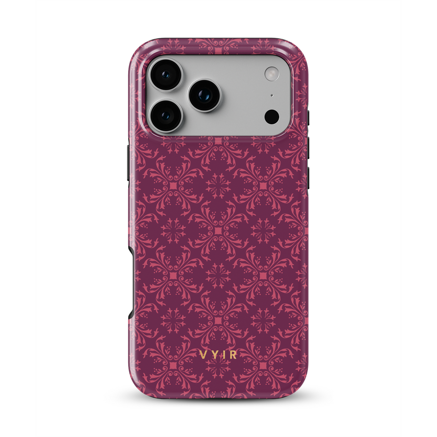 Ornate Bloom, Burgundy - Shockproof MagSafe iPhone Case