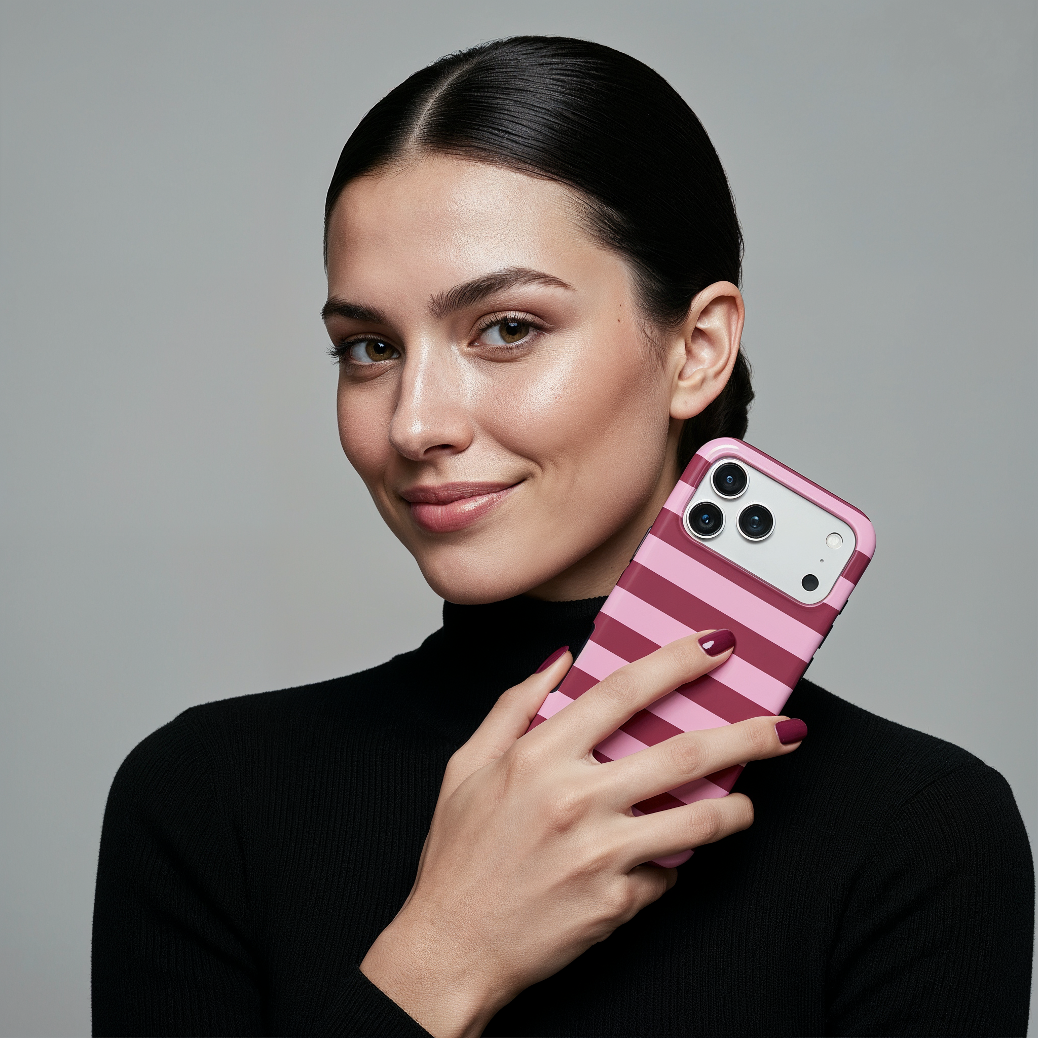 Horizontal Stripes, Candy Pink - Shockproof Phone Case
