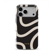 Swirl Lines, Black and Beige - Shockproof MagSafe iPhone Case