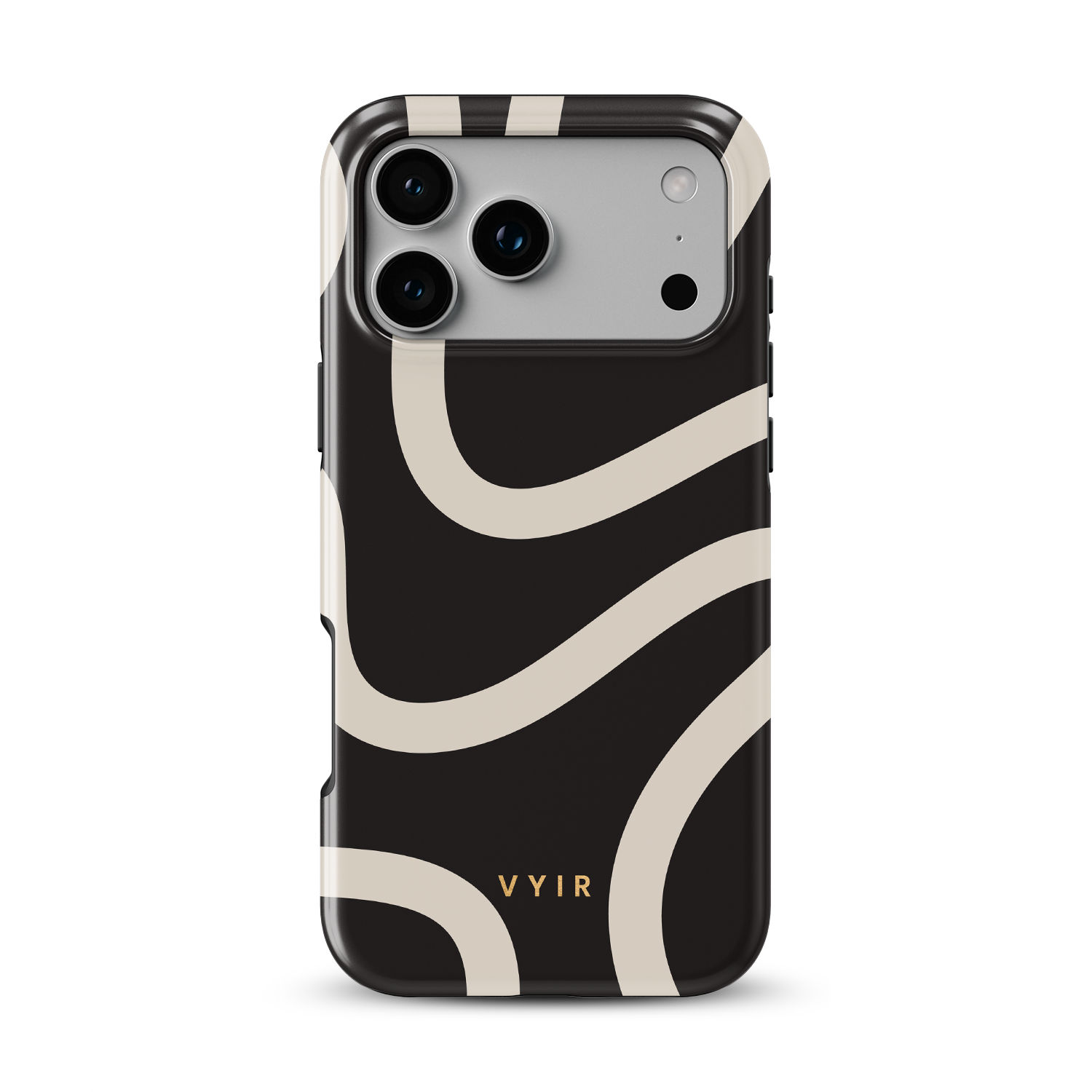 Swirl Lines, Black and Beige - Shockproof Phone Case