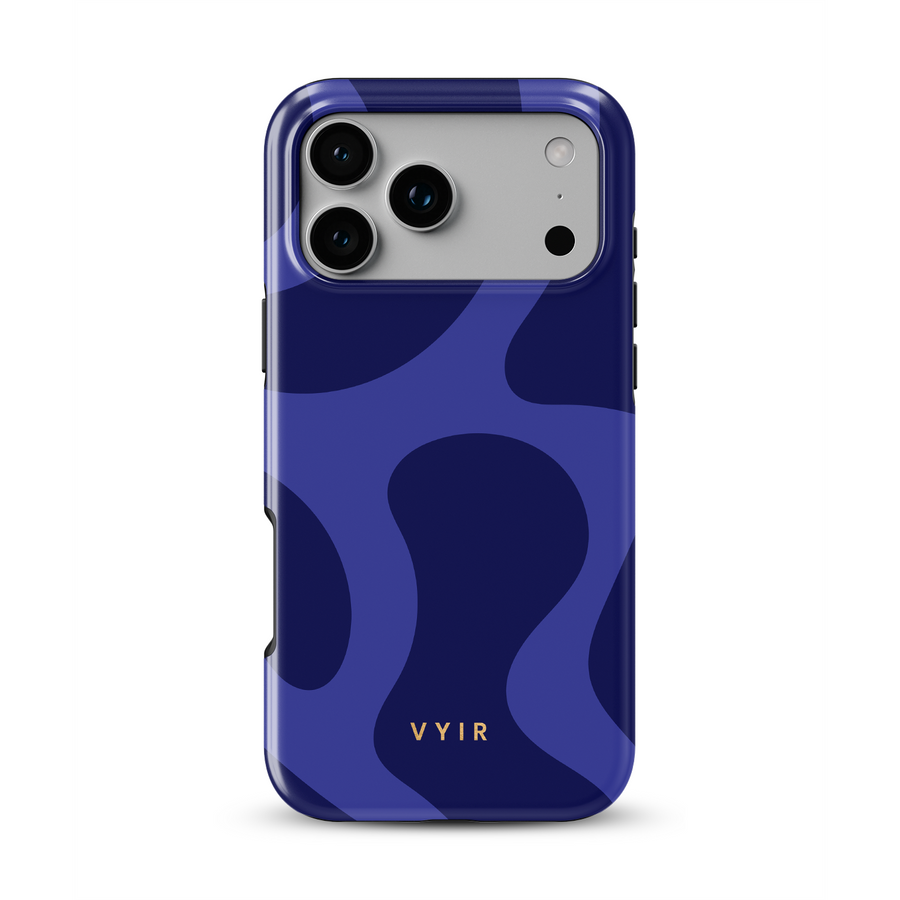 Swirl Lines, Navy Blue - Shockproof MagSafe iPhone Case