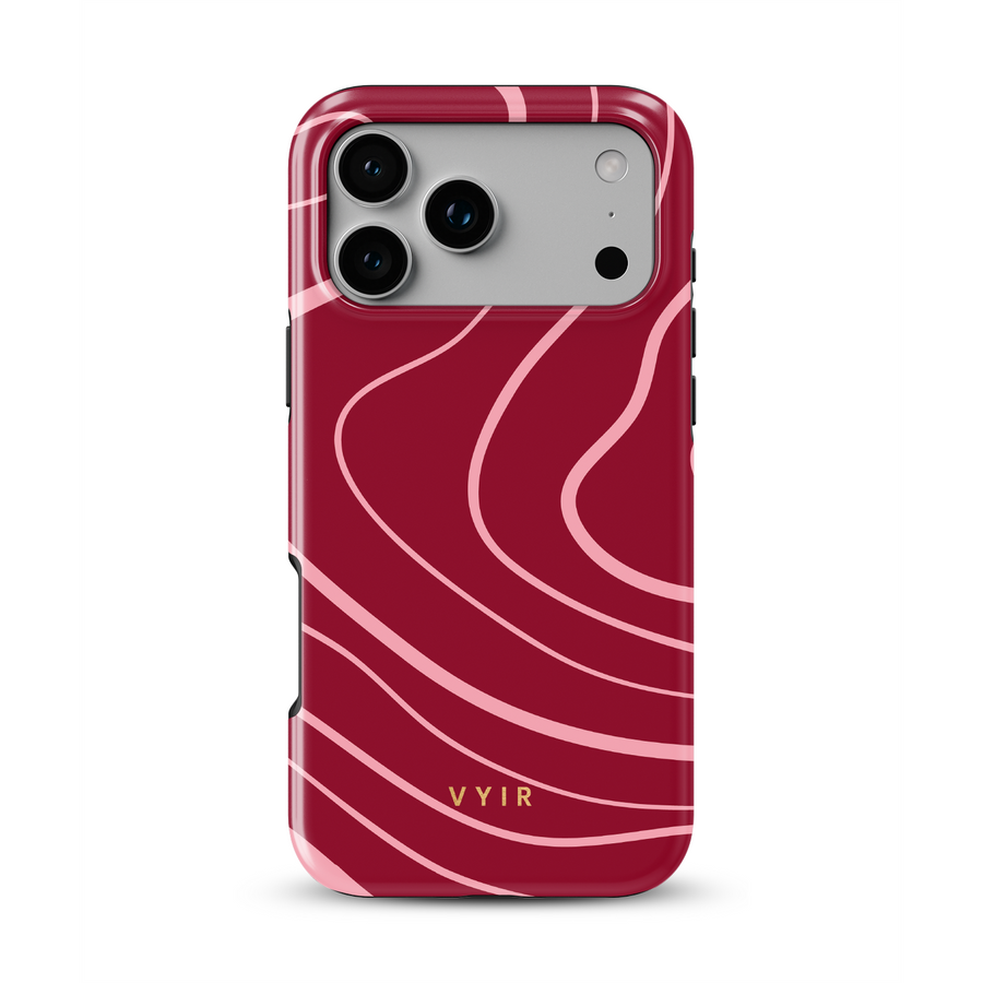 Swirl Lines, Pink & Red - Shockproof MagSafe iPhone Case