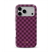 Tiny Checker, Burgundy - Shockproof MagSafe iPhone Case