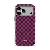 Tiny Checker, Burgundy - Tough MagSafe iPhone Case