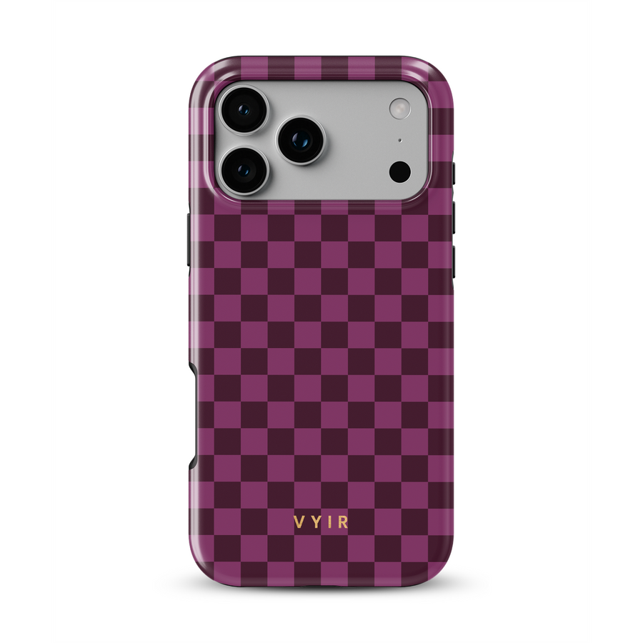 Tiny Checker, Burgundy - Shockproof MagSafe iPhone Case