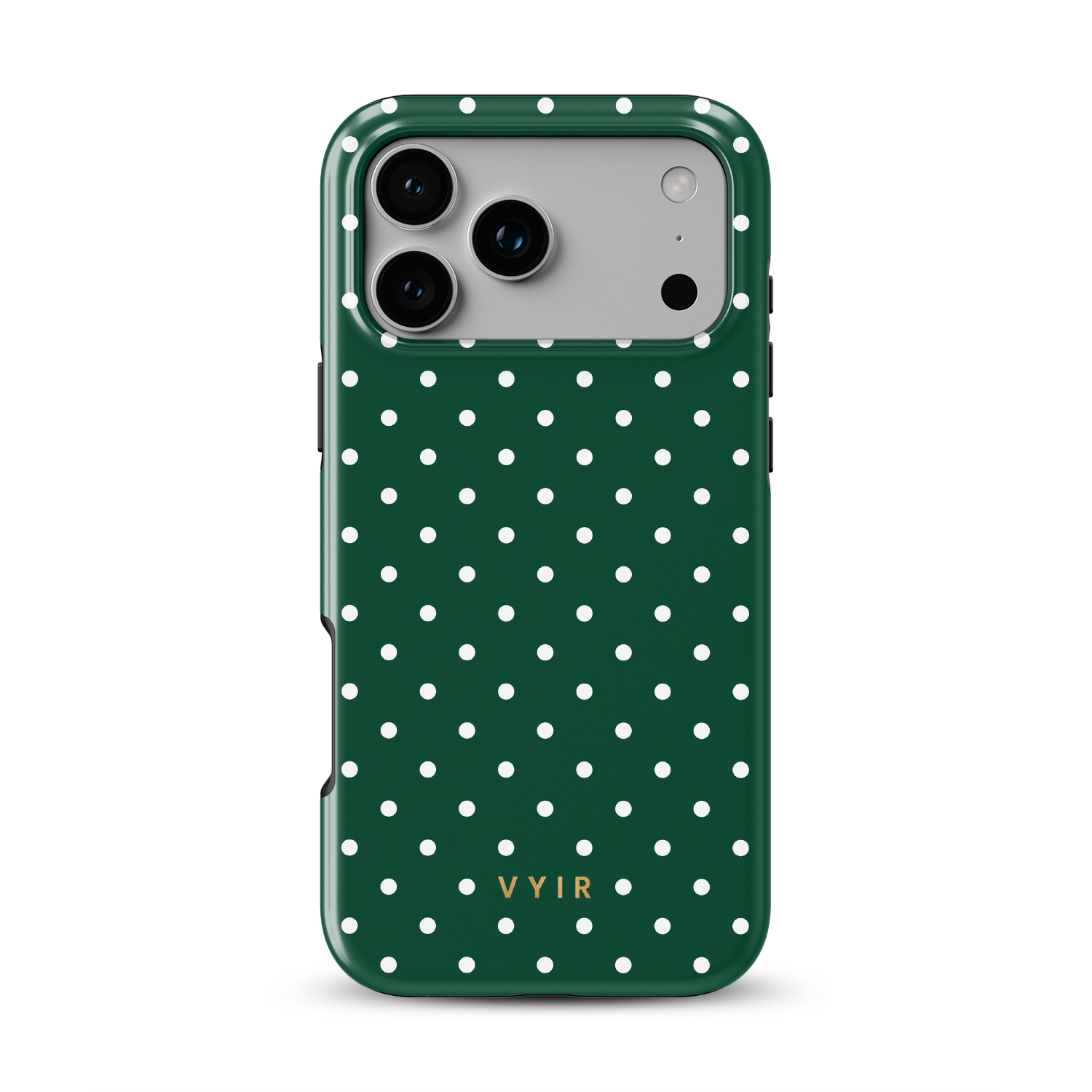 Tiny Polka Dots, Forest Green - Shockproof Phone Case