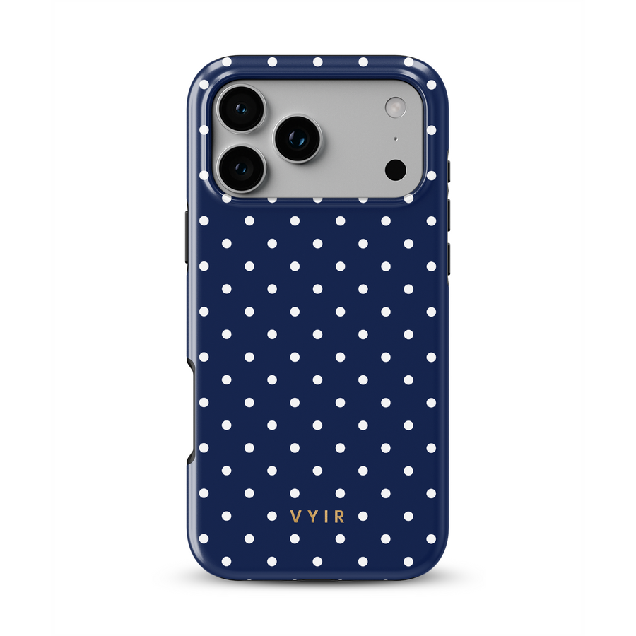 Tiny Polka Dots, Navy Blue - Shockproof MagSafe iPhone Case