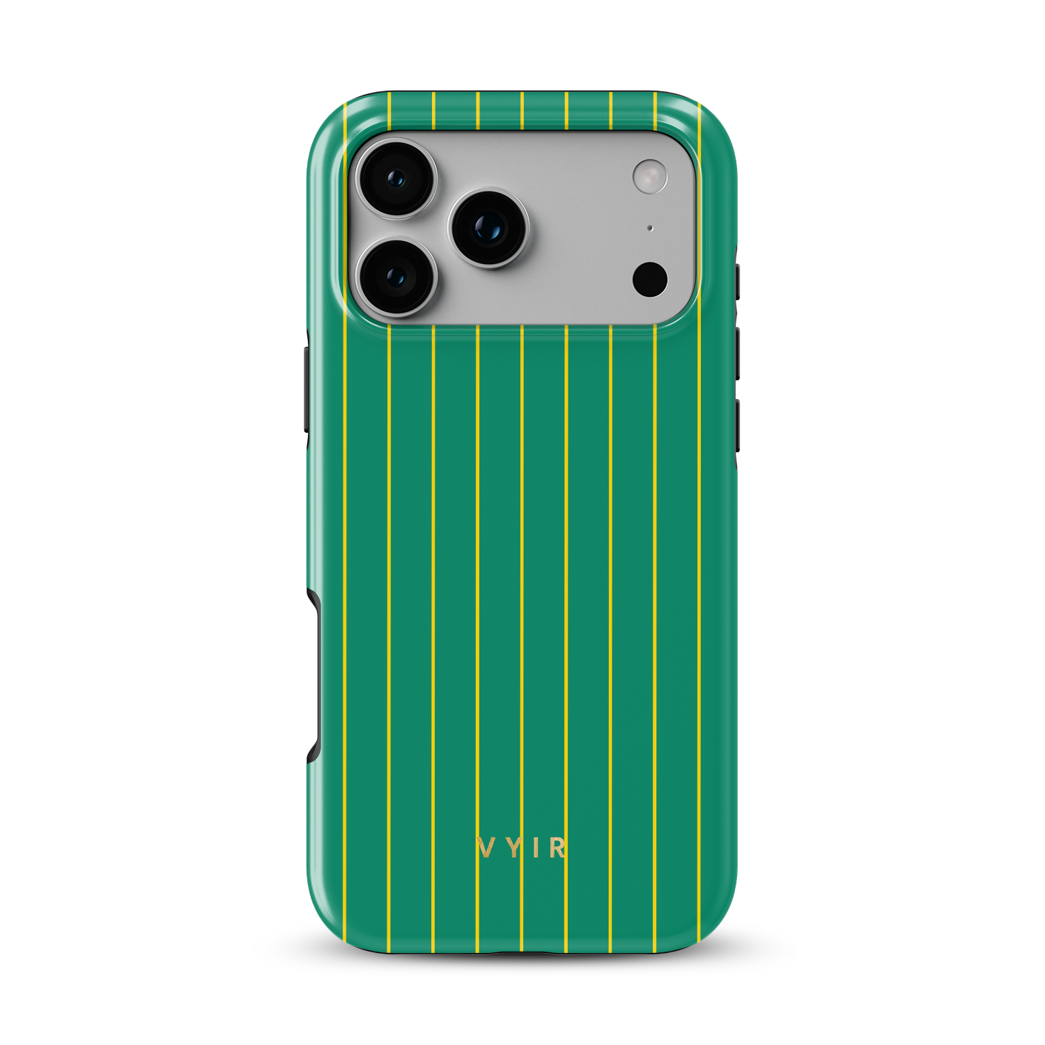 Vertical Stripes, Goldline Green - Shockproof MagSafe iPhone Case
