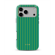 Vertical Stripes, Goldline Green - Shockproof MagSafe iPhone Case