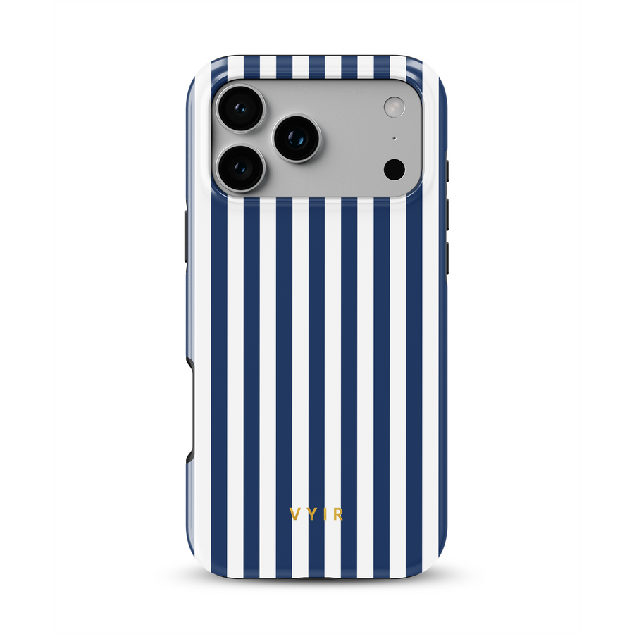 Vertical Stripes, Old Money Blue - Shockproof MagSafe iPhone Case