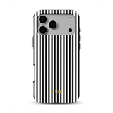 Vertical Stripes, Pinstripe Black and White - Tough MagSafe iPhone Case