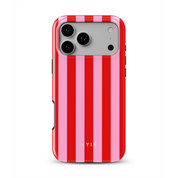 Vertical Stripes, Red Blush - Shockproof MagSafe iPhone Case