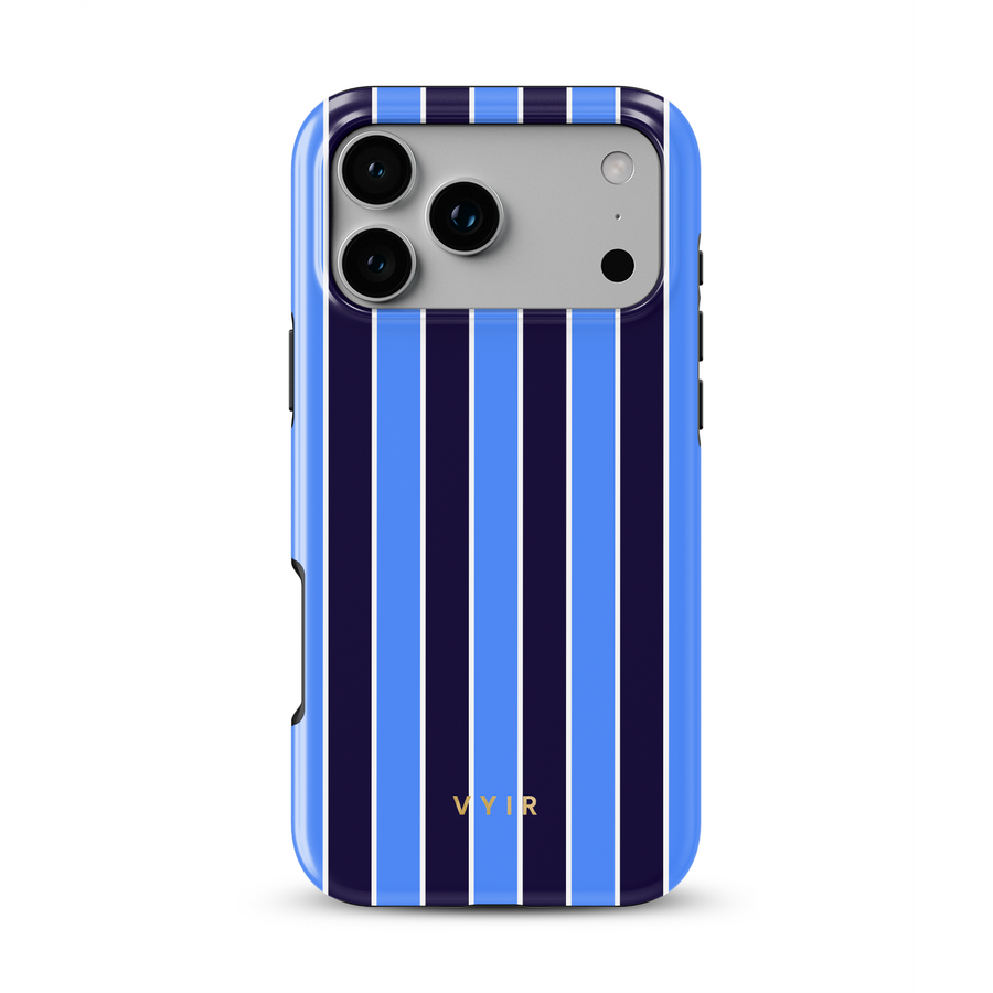 Vertical Stripes, Rivoli Blue - Shockproof MagSafe iPhone Case