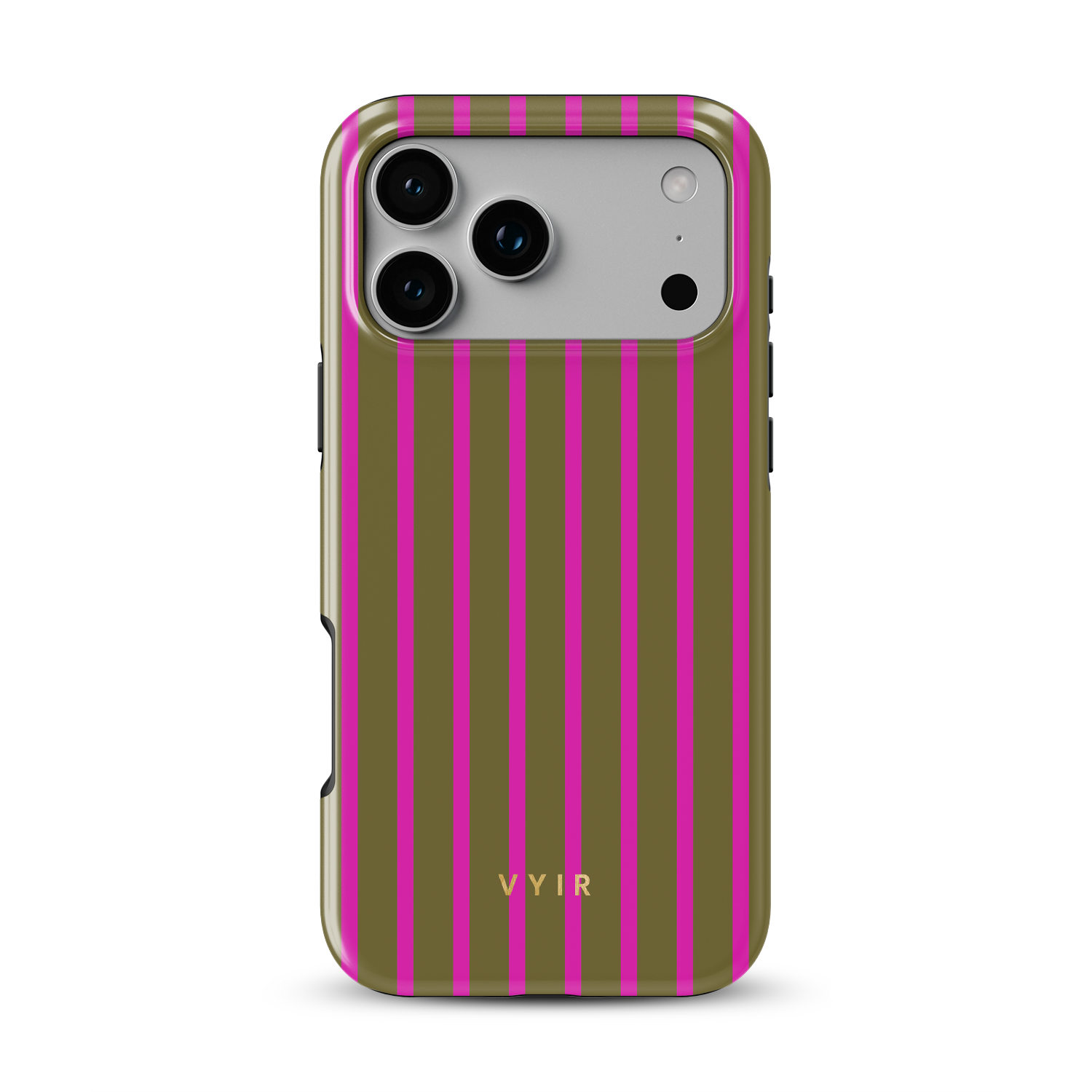 Vertical Stripes, Urban Olive - Shockproof MagSafe iPhone Case