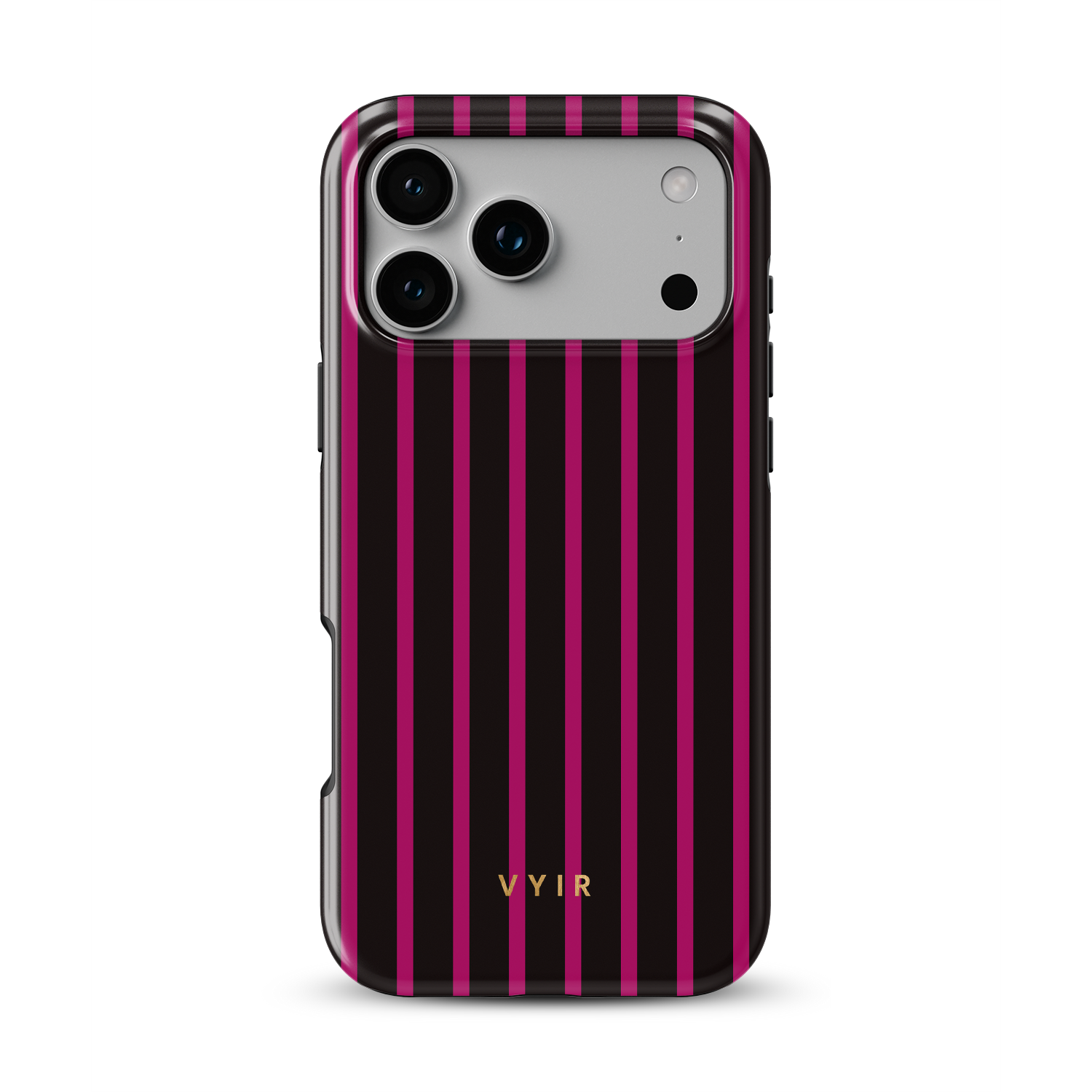 Vertical Stripes, Wine Red - Shockproof MagSafe iPhone Case