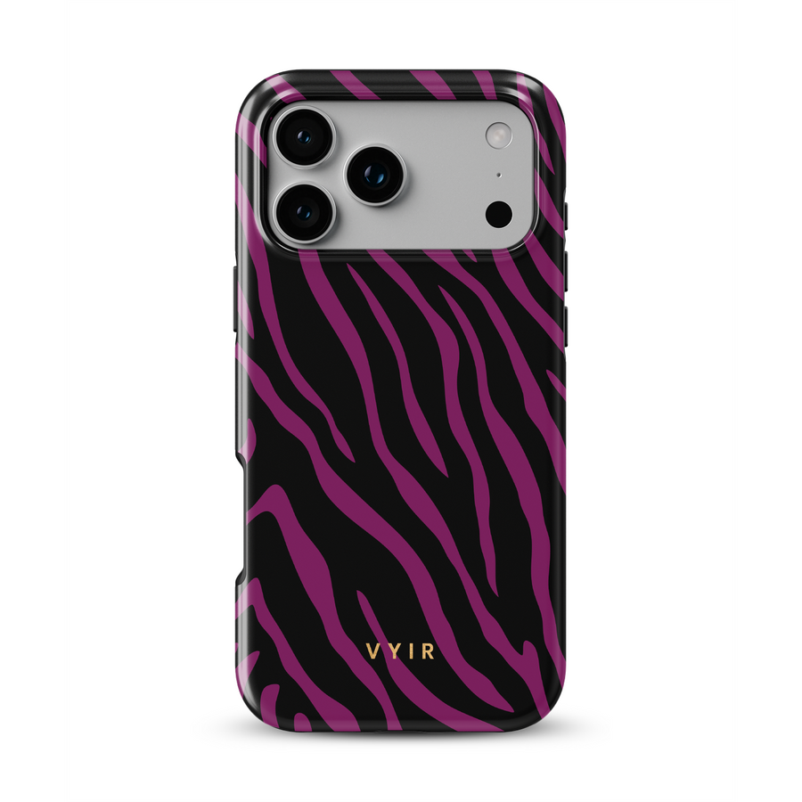 Zebra Luxe, Burgundy - Shockproof MagSafe iPhone Case