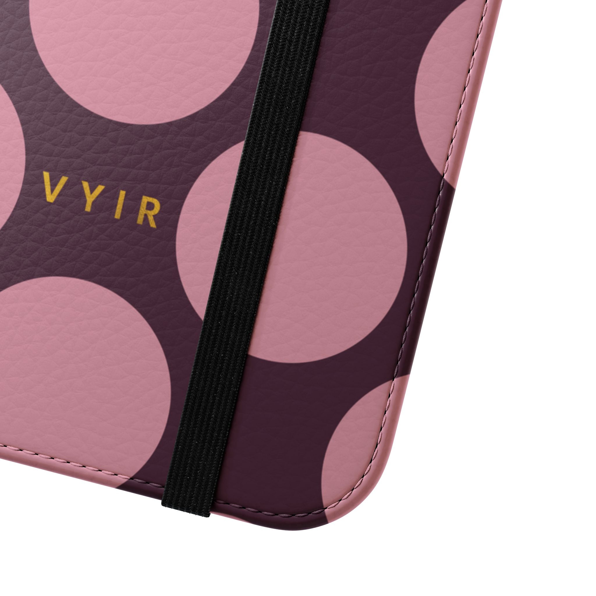 iPhone 17 Pro Max Vegan Leather Wallet Case – Pink Plum Polka Dot Design - VYIR