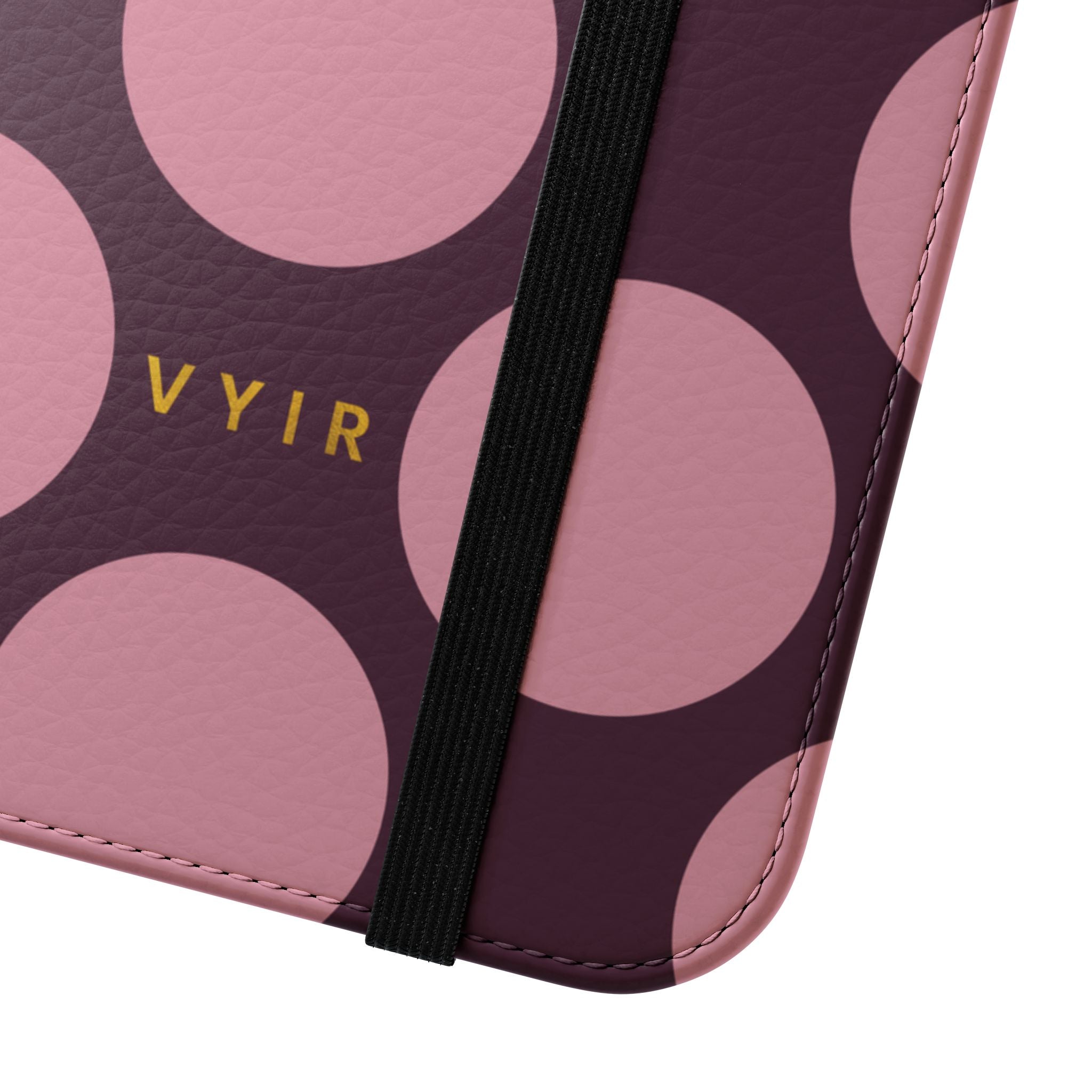 iPhone 14 Plus Vegan Leather Wallet Case – Pink Plum Polka Dot Design - VYIR