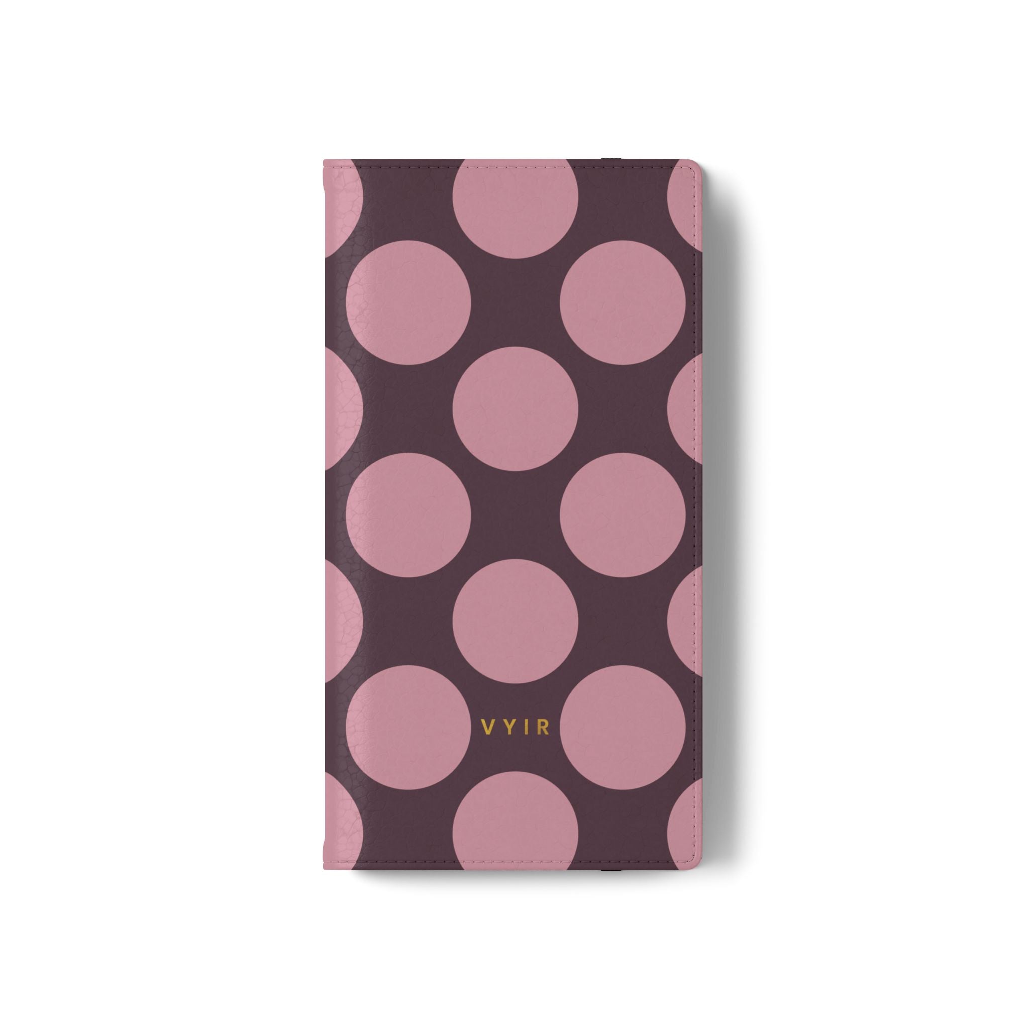Samsung Galaxy S22 Ultra Vegan Leather Wallet Case – Pink Plum Polka Dot Design - VYIR