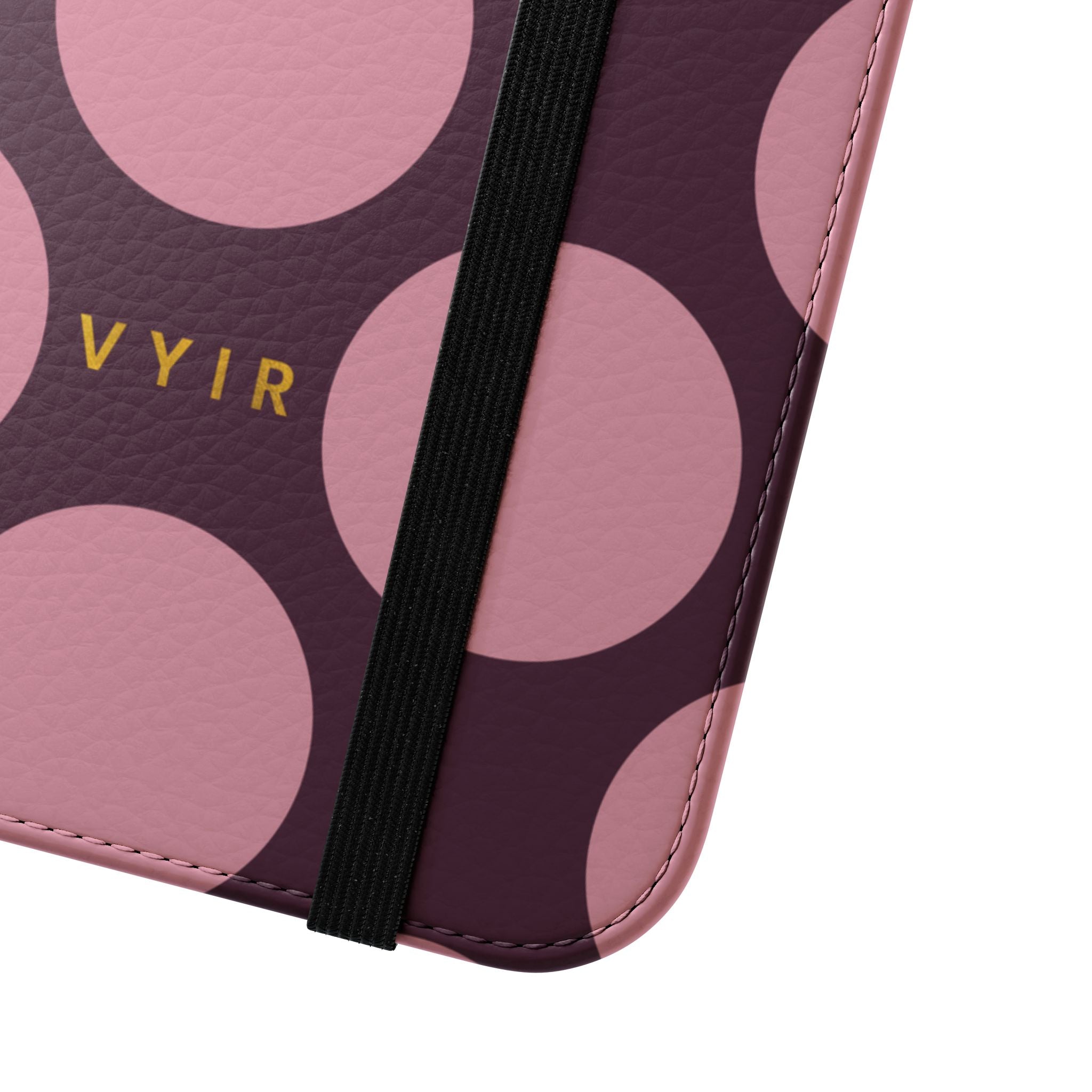 iPhone 17 Air Vegan Leather Wallet Case – Pink Plum Polka Dot Design - VYIR