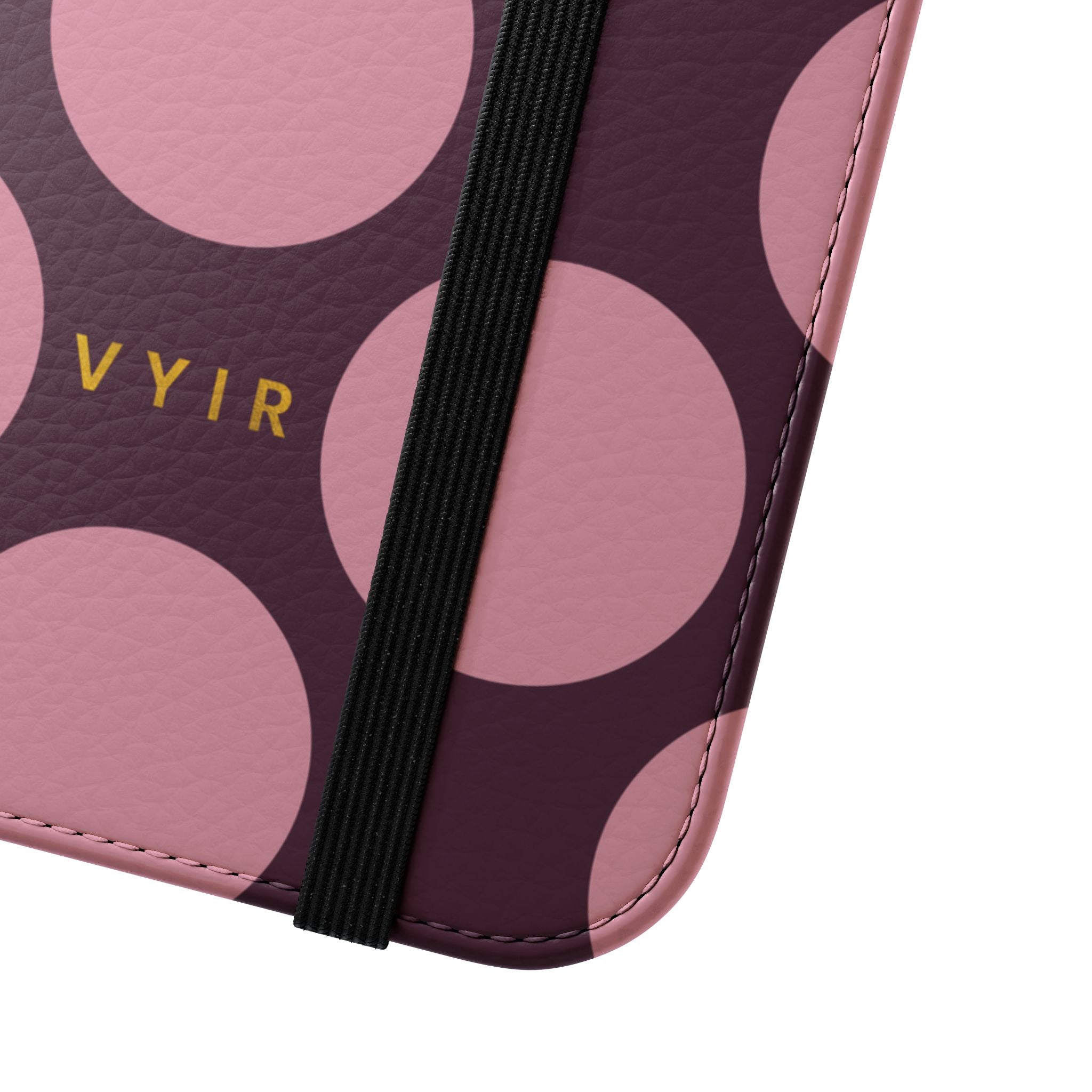 iPhone 17 Vegan Leather Wallet Case – Pink Plum Polka Dot Design - VYIR