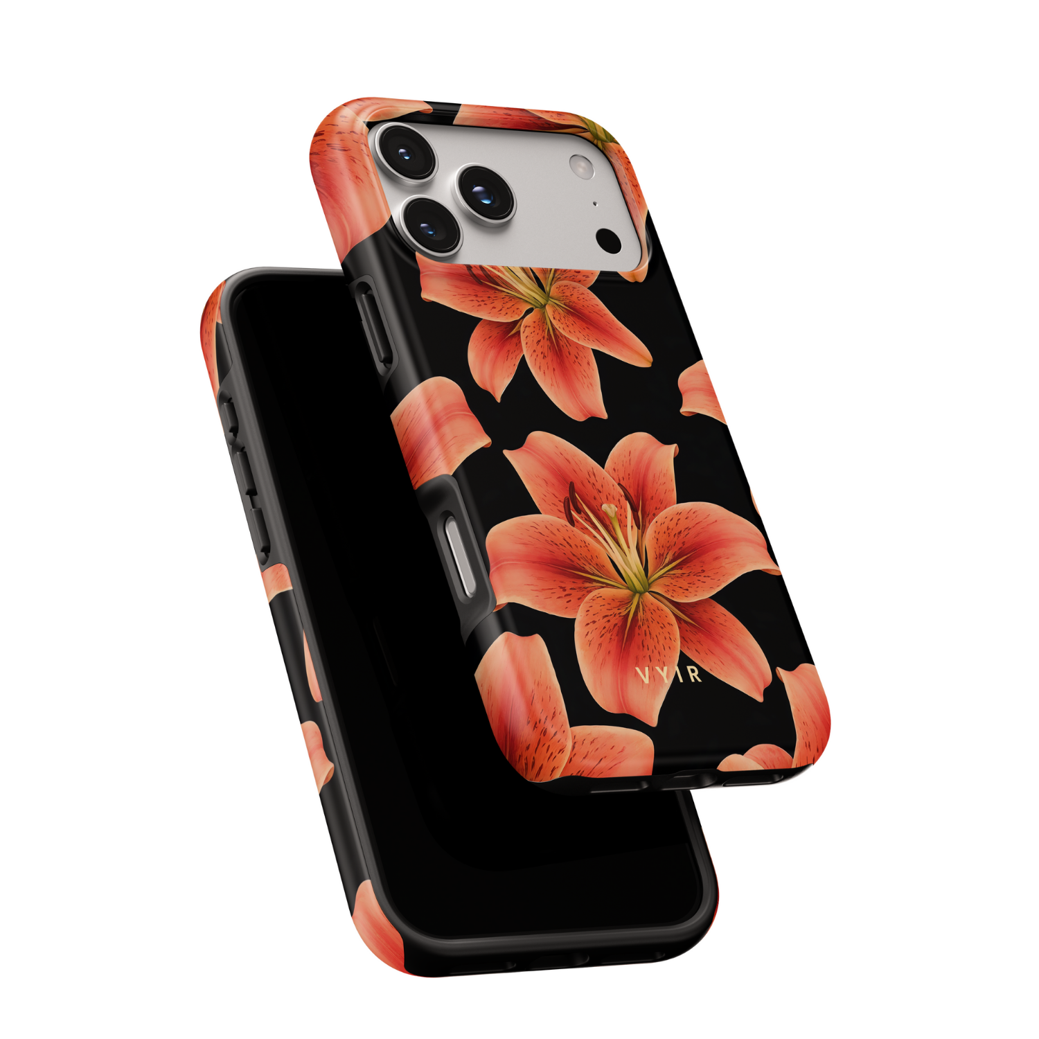 2VYIRBlackRedTigerLilyFlowers-ShockproofToughMagSafeiPhoneCase.png