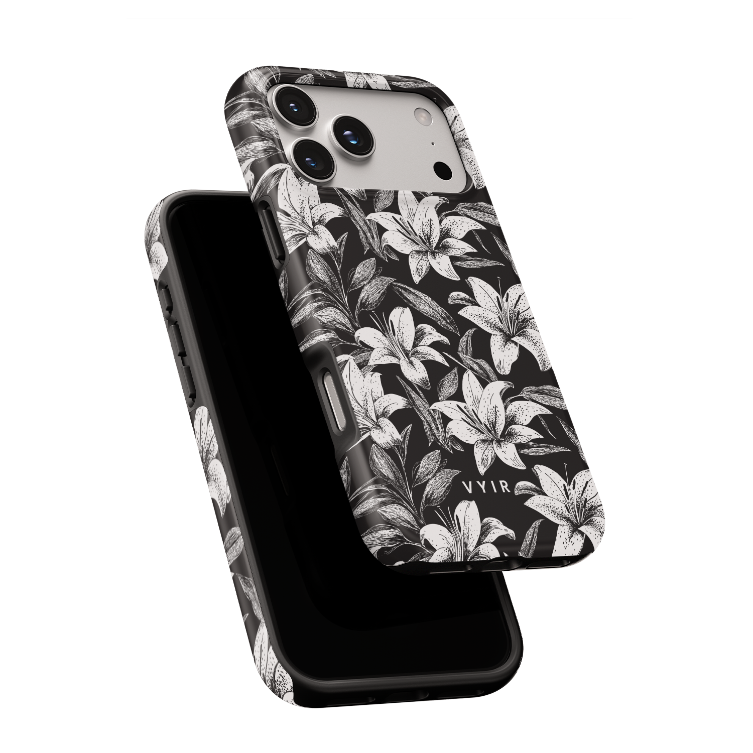 Monochrome Lilies - Shockproof MagSafe iPhone Case