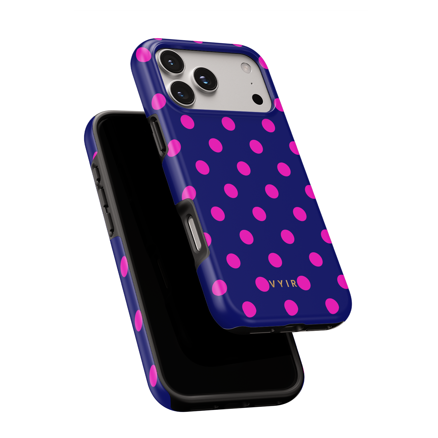 2VYIRClassicPolkaDotsHotspotNavyBlueandPink-ShockproofToughMagSafeiPhoneCase.png