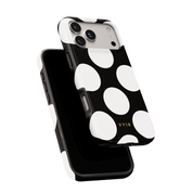Large Polka Dots, Black Sparkle - Shockproof Phone Case