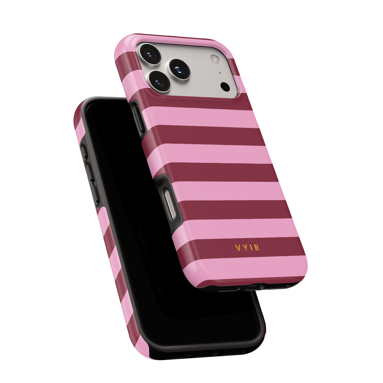 Horizontal Stripes, Candy Pink - Shockproof Phone Case