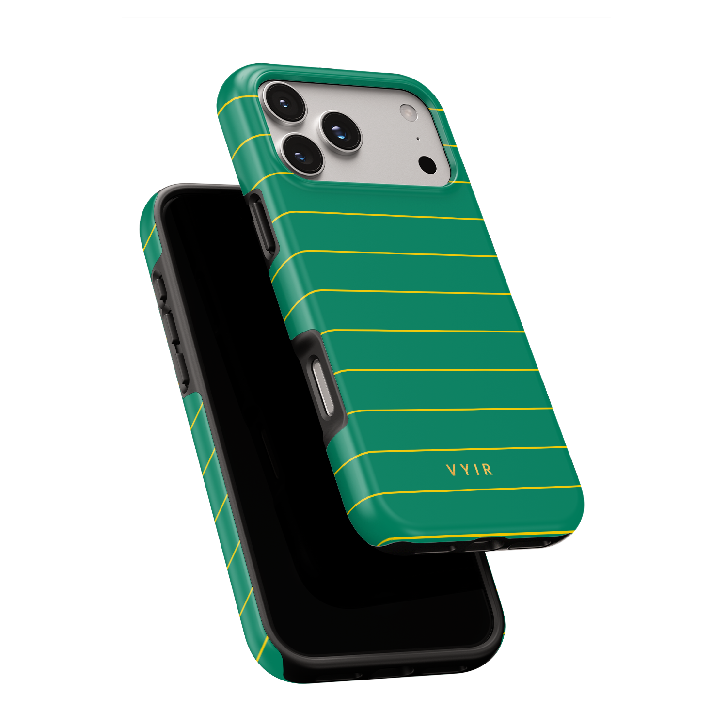 Horizontal Stripes, Goldline Green - Shockproof MagSafe iPhone Case
