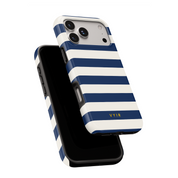 Horizontal Stripes, Old Money Blue - Shockproof Phone Case