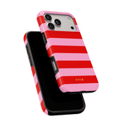 Horizontal Stripes, Red Blush - Shockproof MagSafe iPhone Case