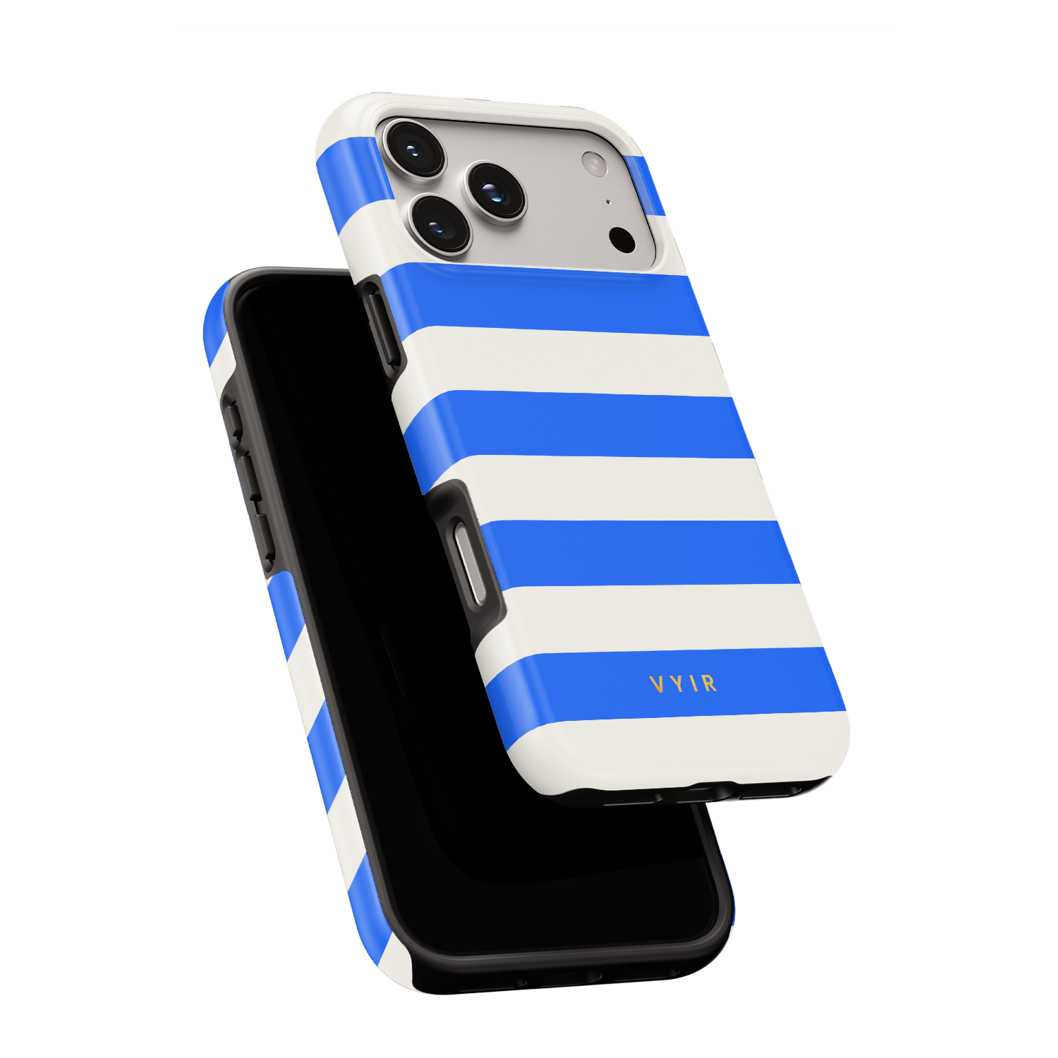 Horizontal Stripes, Riviera Blue - Shockproof MagSafe iPhone Case