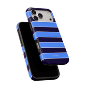 Horizontal Stripes, Rivoli Blue - Shockproof MagSafe iPhone Case