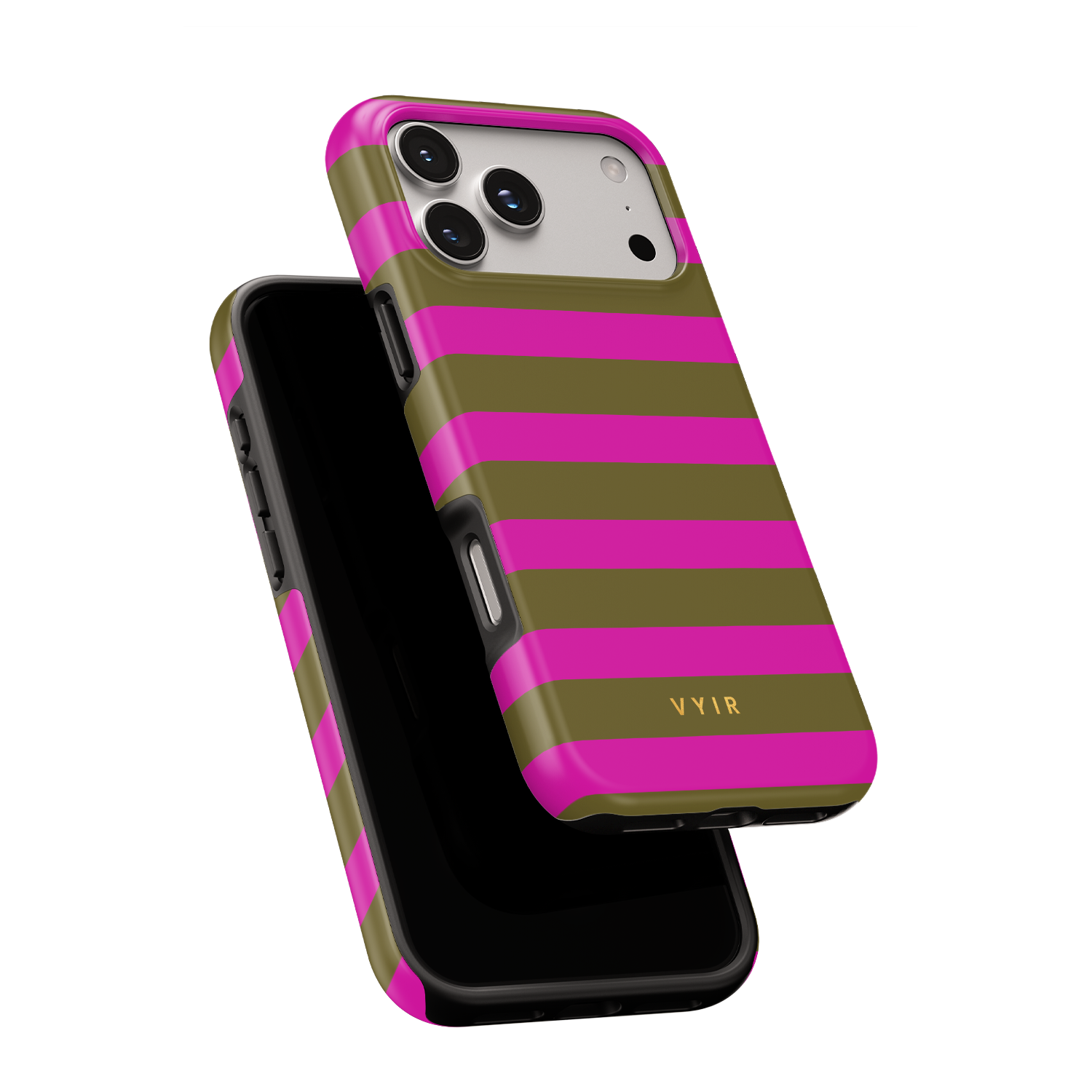 Horizontal Stripes, Urban Olive - Shockproof MagSafe iPhone Case