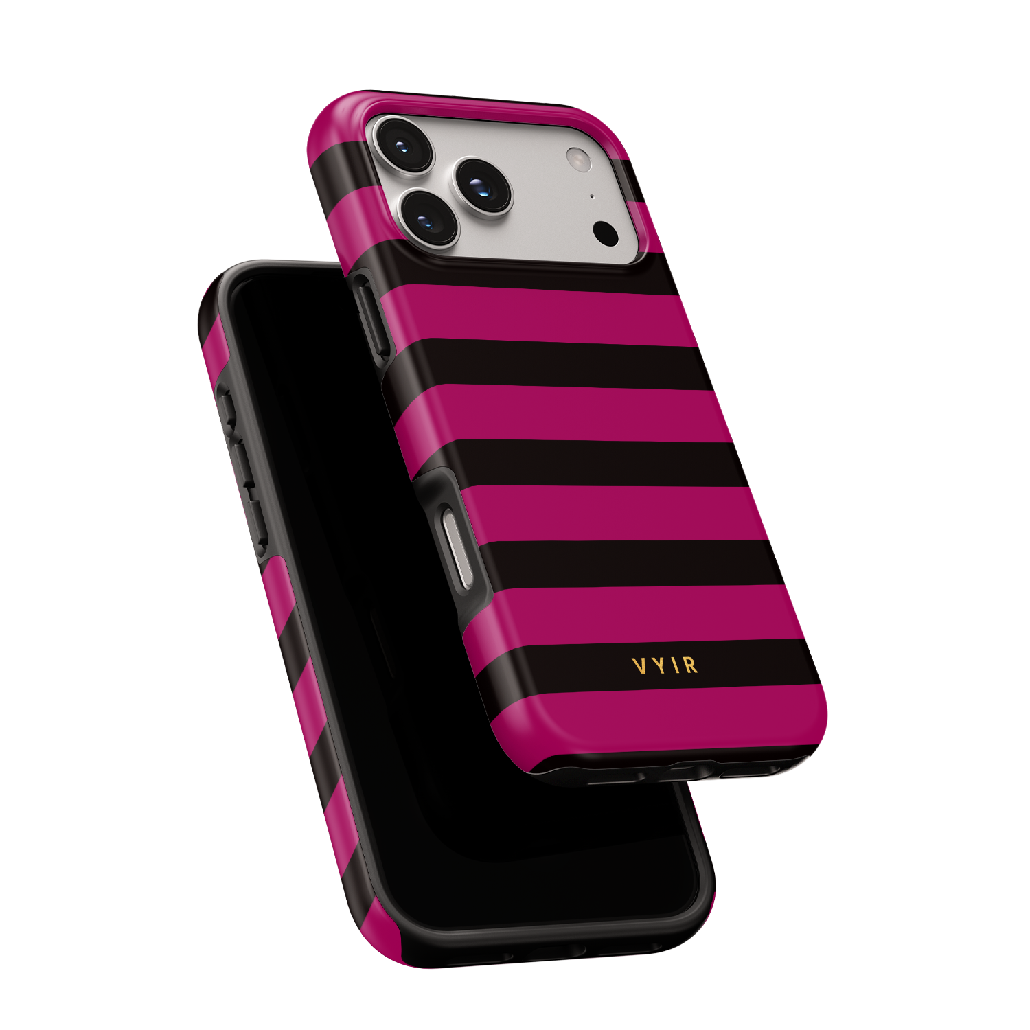 Horizontal Stripes, Wine Red - Shockproof MagSafe iPhone Case