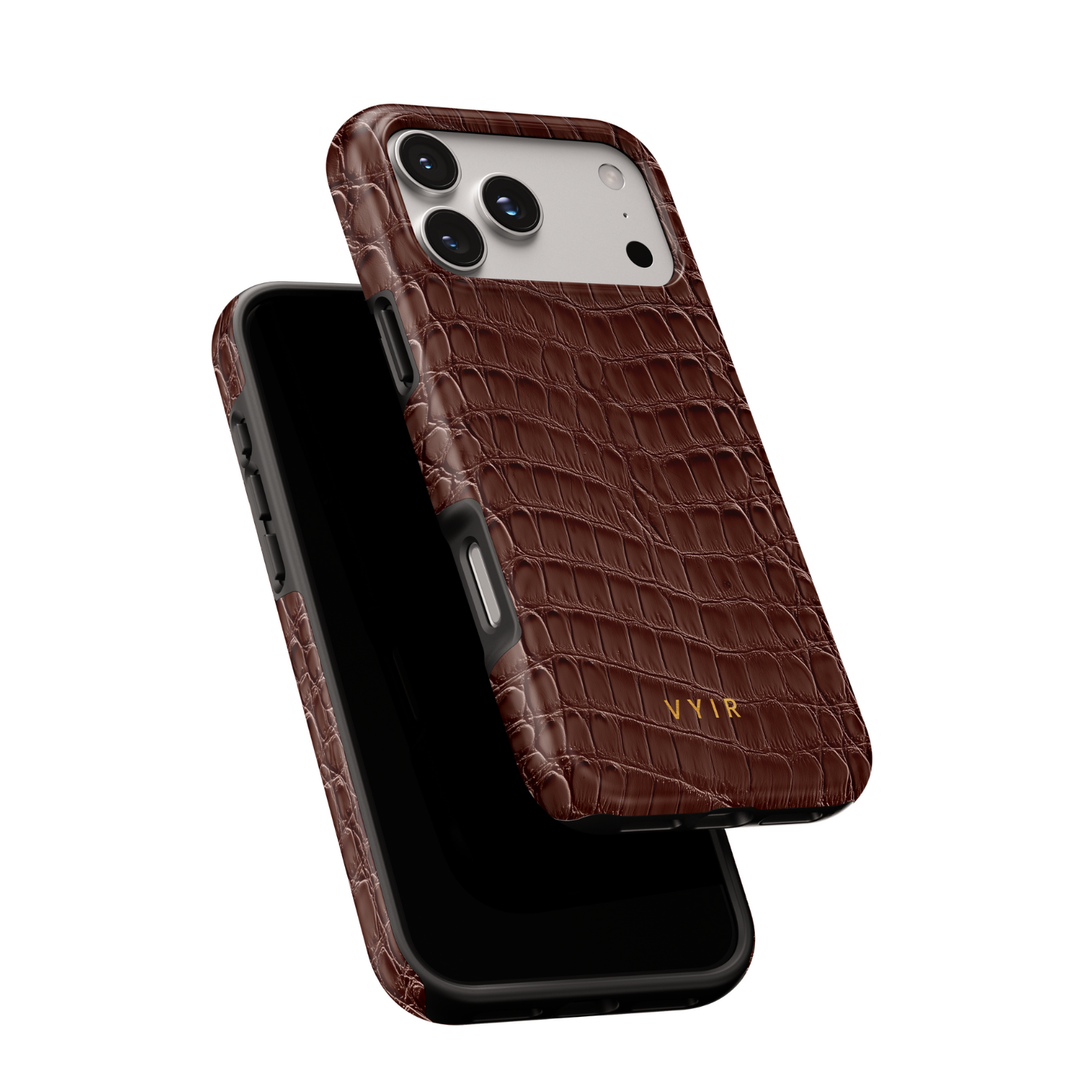 Croc Leather Print Mocha - Shockproof Phone Case