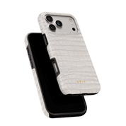 Croc Leather Print White - Shockproof MagSafe iPhone Case