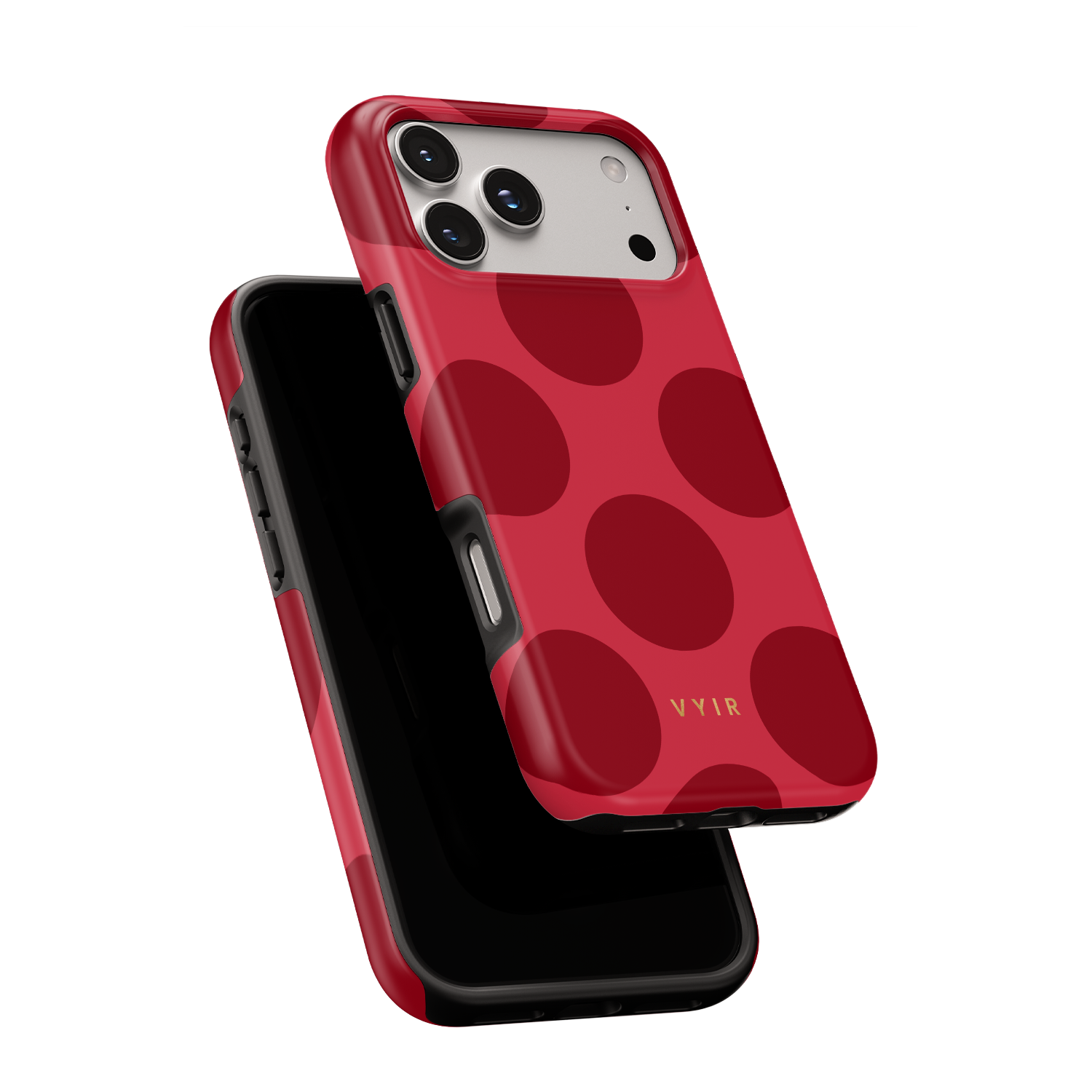 Large Polka Dots, Crimson Red - Shockproof MagSafe iPhone Case