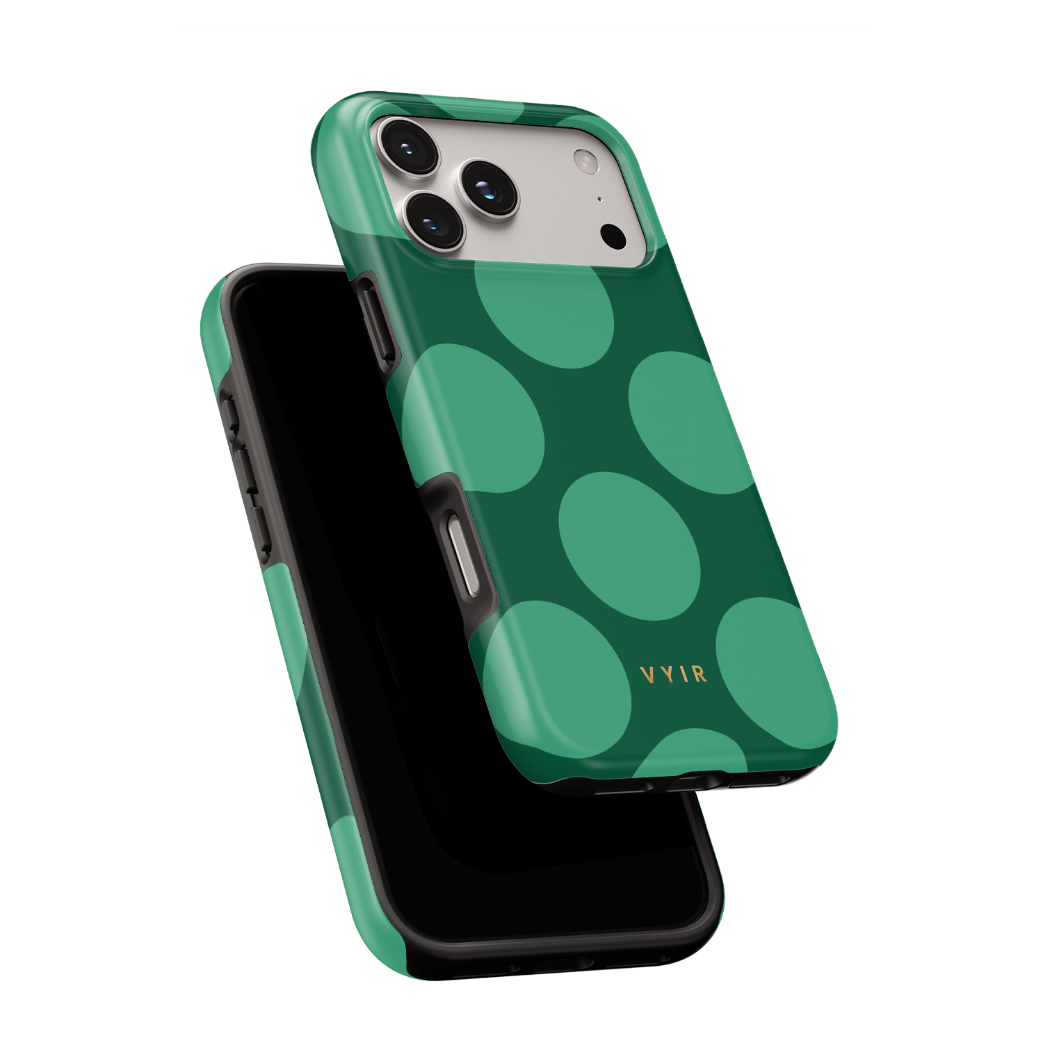 Large Polka Dots, Emerald Green - Shockproof MagSafe iPhone Case