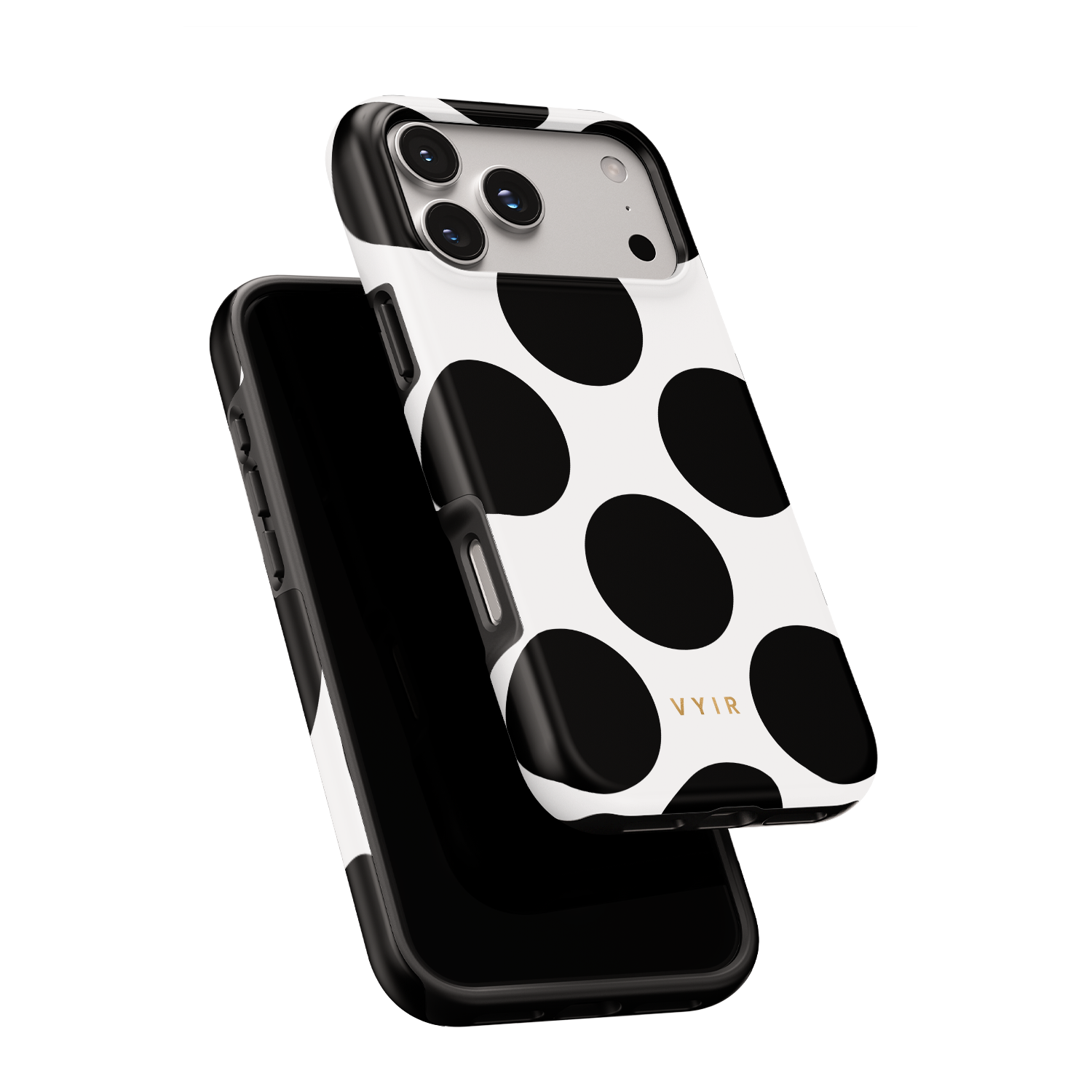 Large Polka Dots, Mono Black - Shockproof MagSafe iPhone Case