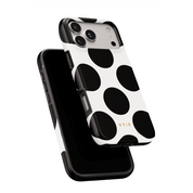 Large Polka Dots, Mono Black - Shockproof MagSafe iPhone Case
