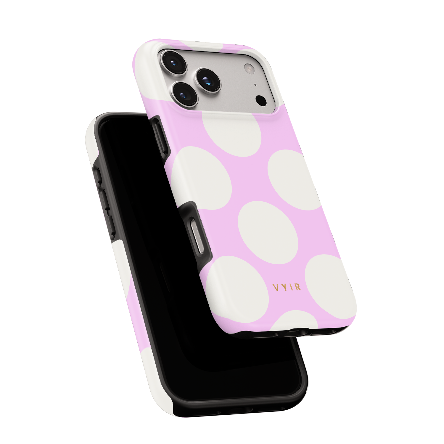 Large Polka Dots, Vanilla Pink - Shockproof MagSafe iPhone Case