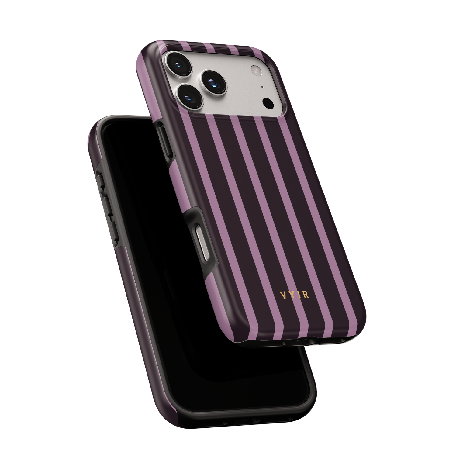 Luxe Stripes, Plum - Shockproof MagSafe iPhone Case